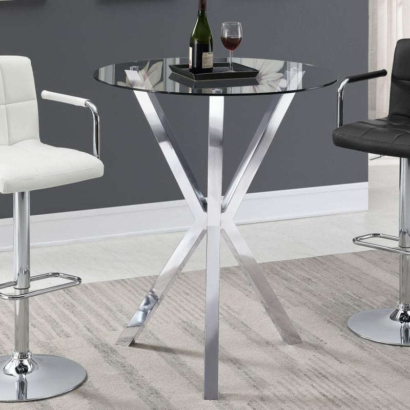 Denali - Round Glass Top Bistro Bar Table - Chrome - JaxCo Furniture