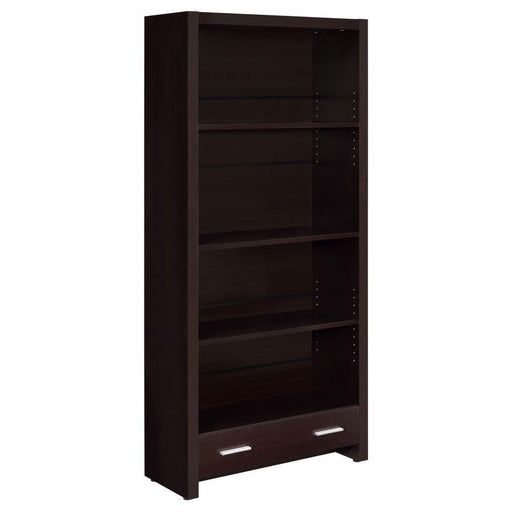 Skylar - 5-Shelf Bookcase With Drawer - Cappuccino - JaxCo Furniture