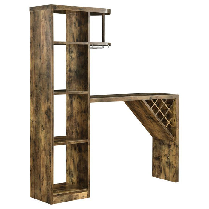 Belvedere - 5-Shelf Home Bar Table Wine Storage - Rustic Nutmeg - JaxCo Furniture