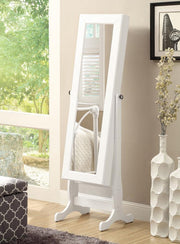 Batista - Cheval Mirror With Jewelry Storage - White - JaxCo Furniture
