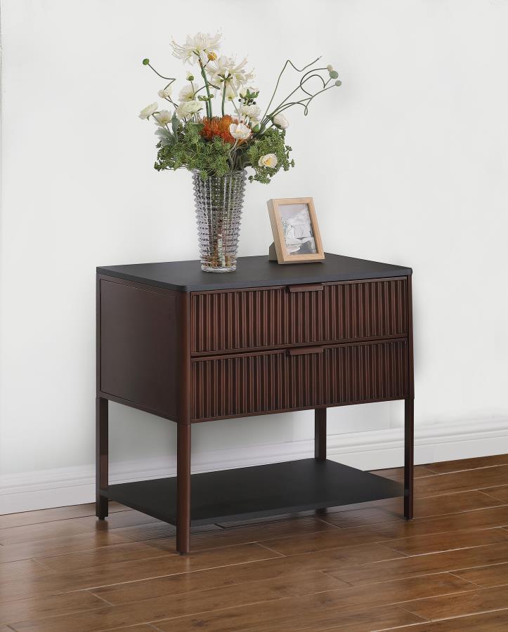 Zimmerlee - 2-Drawer Side Table with Shelf - Rust Brown - JaxCo Furniture