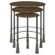 Deja - 3 Piece Round Nesting Table Set - Natural And Gunmetal - JaxCo Furniture