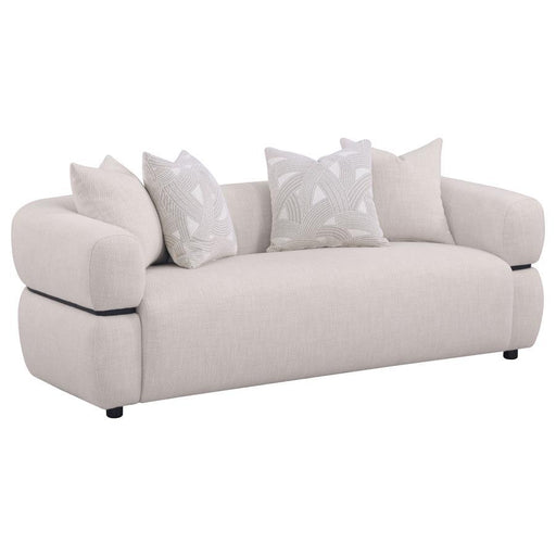 Jeanette - 84" Fabric Upholstered Round Arm Sofa - Beige - JaxCo Furniture