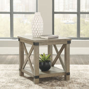 Aldwin - Gray - Rectangular End Table - Crossbuck Styling - JaxCo Furniture