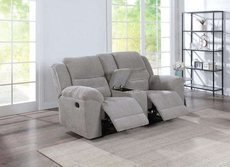Gilson - Chenille Upholstered Reclining Loveseat - Gray - JaxCo Furniture
