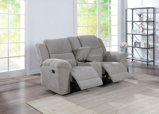 Gilson - Chenille Upholstered Reclining Loveseat - Gray - JaxCo Furniture