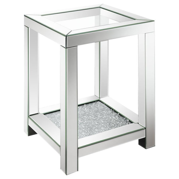 Valentina - 1-Shelf Square Glass Top Side End Table - Silver - JaxCo Furniture