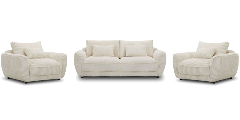 Utopia - Sofa And 2 Chair And Half - Mega Ivory - JaxCo Furniture