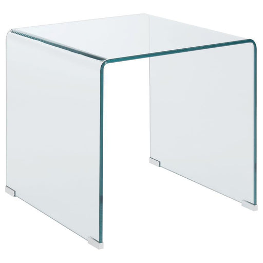 Ripley - Squared Tempered Bent Glass Side End Table - Clear - JaxCo Furniture