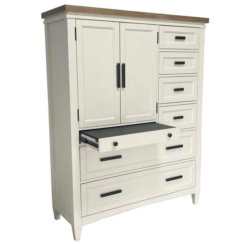 Americana Modern Bedroom - 7 Drawer Door Chest With Workstation - Cotton - JaxCo Furniture