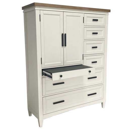 Americana Modern Bedroom - 7 Drawer Door Chest With Workstation - Cotton - JaxCo Furniture