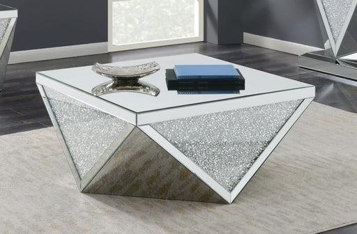 Amore - Square Mirrored Acrylic Crystal Coffee Table - Silver - JaxCo Furniture