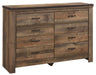 Trinell - Brown Dark - Six Drawer Dresser - 61.34" X 15.98" X 42.99" - JaxCo Furniture