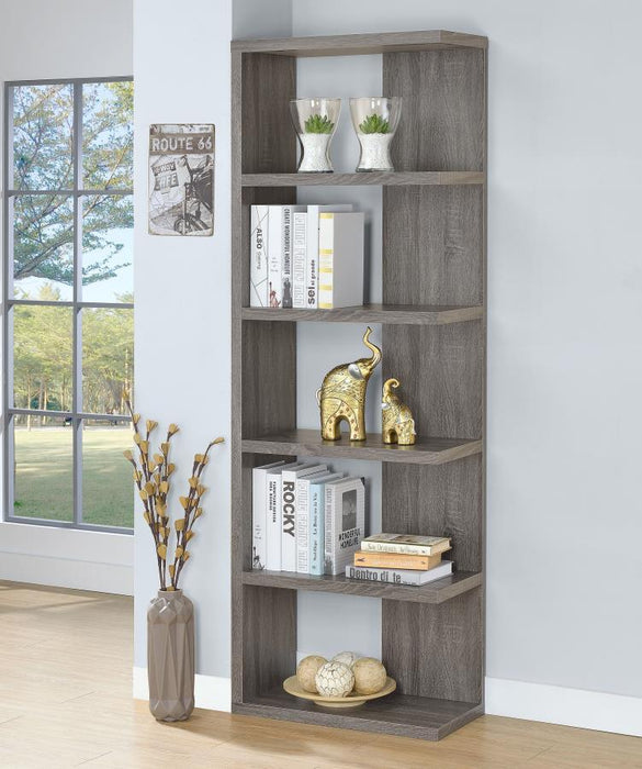 Harrison - 5-Shelf Bookshelf - Weathered Gray - JaxCo Furniture