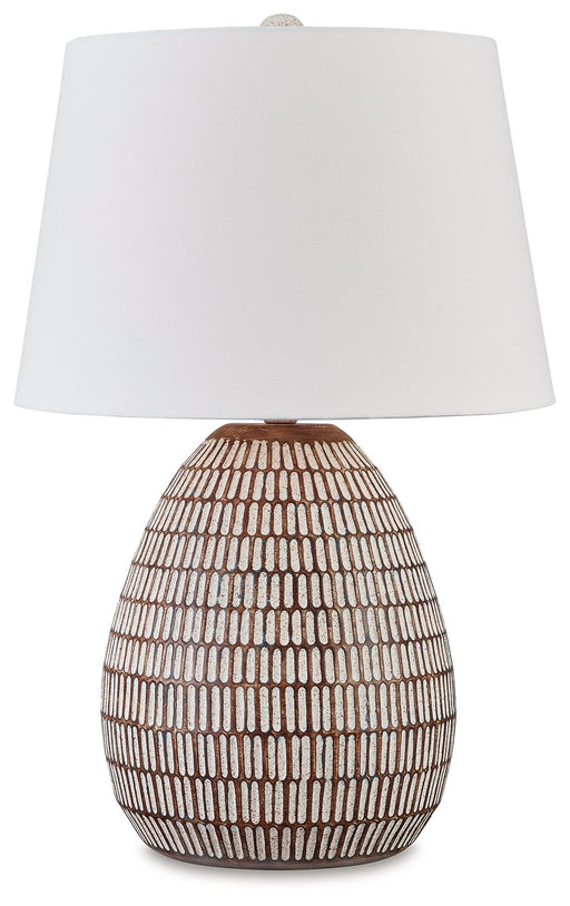 Darrich - Beige / White - Metal Table Lamp - JaxCo Furniture
