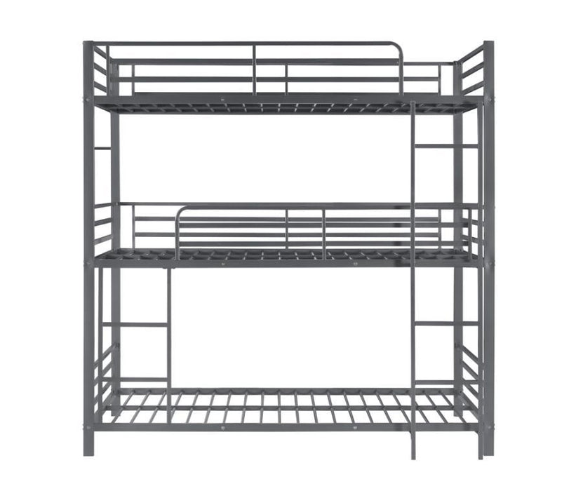 Maynard - Metal Twin Triple Bunk Bed - Gunmetal - JaxCo Furniture