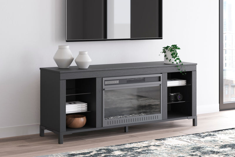 Cayberry - Black - TV Stand With Fireplace - JaxCo Furniture