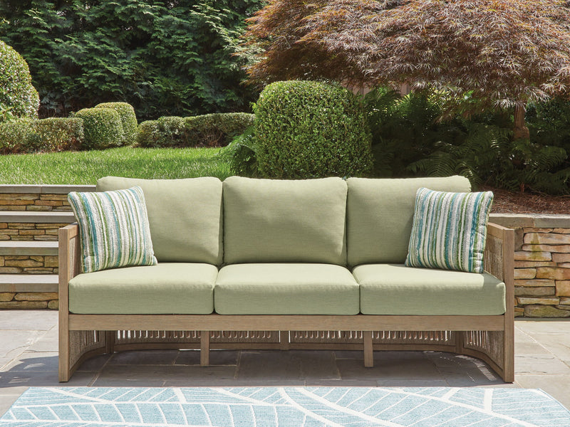 Serena Shores - Beige / Green - Sofa With Cushion - JaxCo Furniture