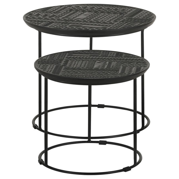 Loannis - 2 Piece Round Mango Wood Nesting Table - Matte Black - JaxCo Furniture