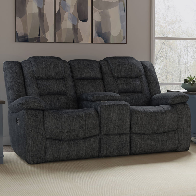 Bolton - Glider Reclining Console Loveseat - Misty Storm - JaxCo Furniture