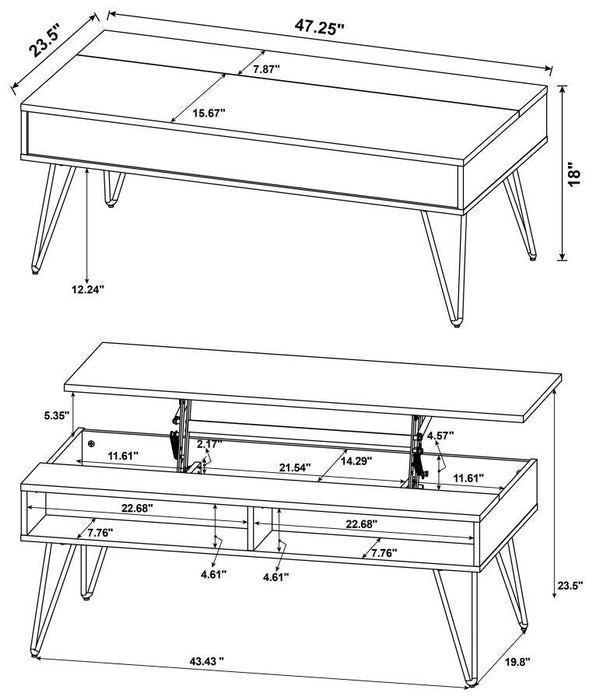 Fanning - Engineered Wood Lift Top Coffee Table - Golden Oak - JaxCo Furniture