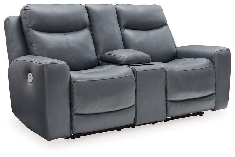 Mindanao - Power Reclining Loveseat With Console /Adj Hdrst - JaxCo Furniture