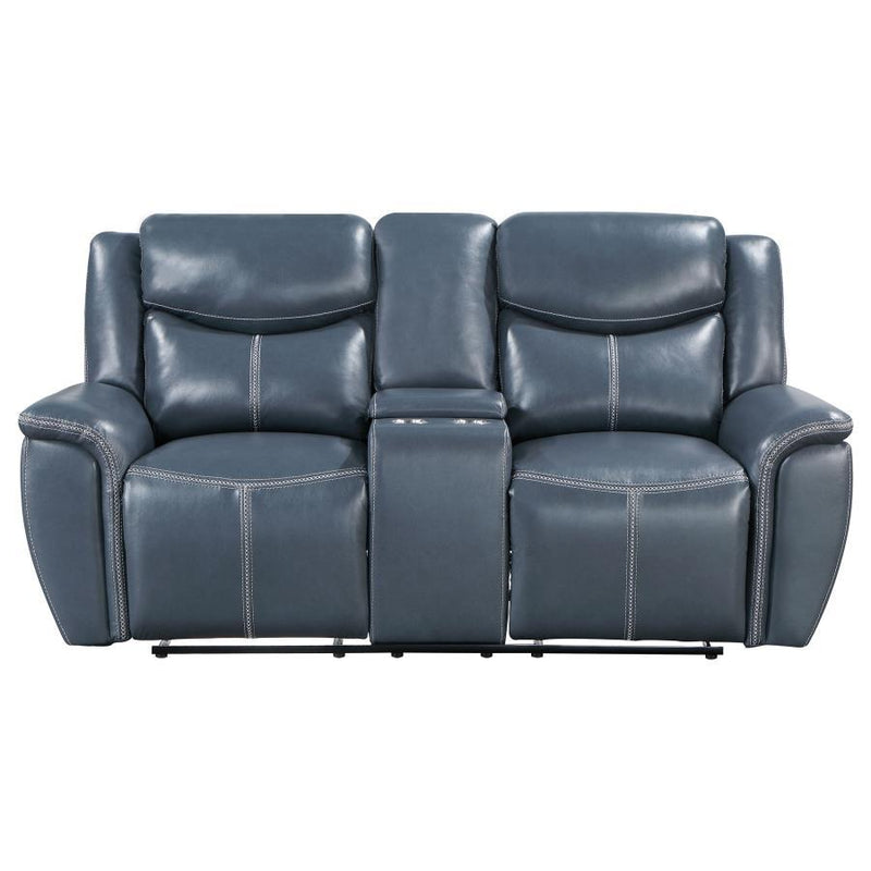 Sloane - Upholstered Padded Arm Reclining Loveseat - Blue - JaxCo Furniture