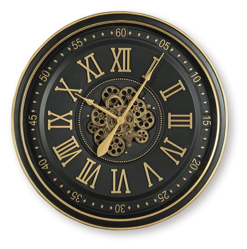Dairton - Black / Gold Finish - Wall Clock - JaxCo Furniture