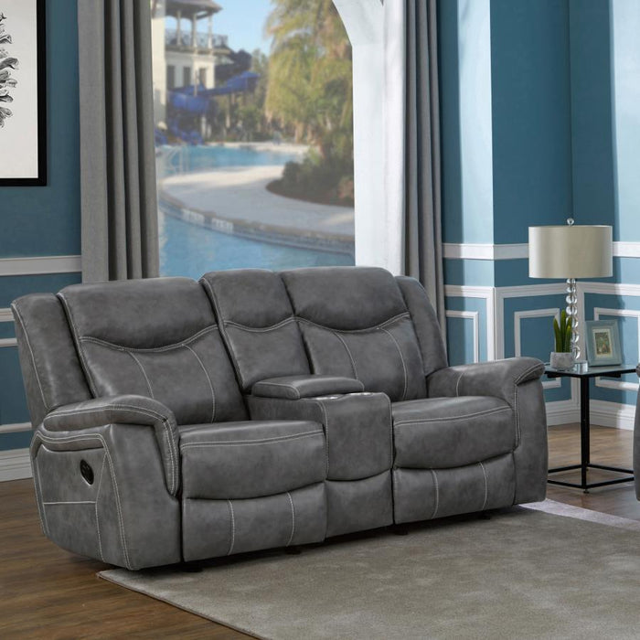 Conrad - Upholstered Padded Arm Glider Loveseat - Gray - JaxCo Furniture