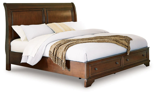 Trellington - Queen Sleigh Storage Bed - Brown - JaxCo Furniture