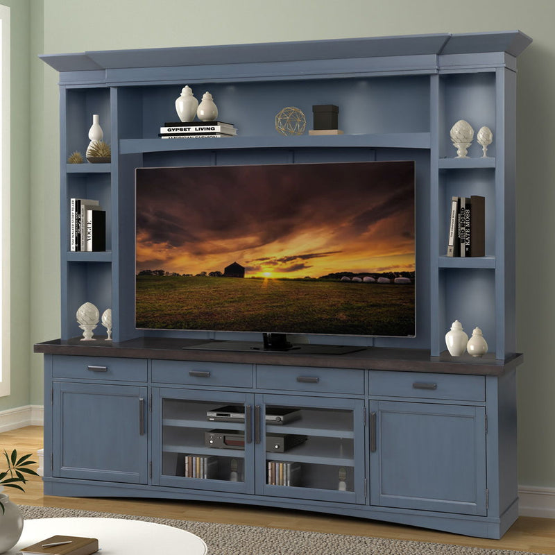 Americana Modern - TV Console with Hutch, Backpanel and LED Lights - JaxCo Furniture
