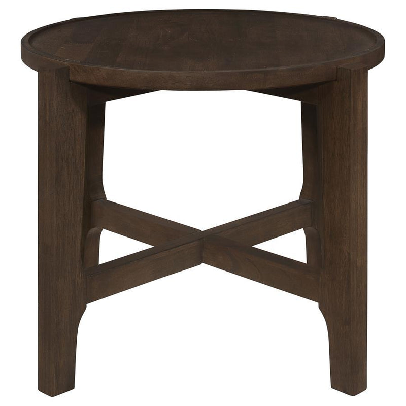 Cota - Round Solid Wood End Table - Dark Brown - JaxCo Furniture