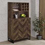 Mendoza - 2 Door Home Bar Cabinet Wine Storage - Rustic Oak - JaxCo Furniture