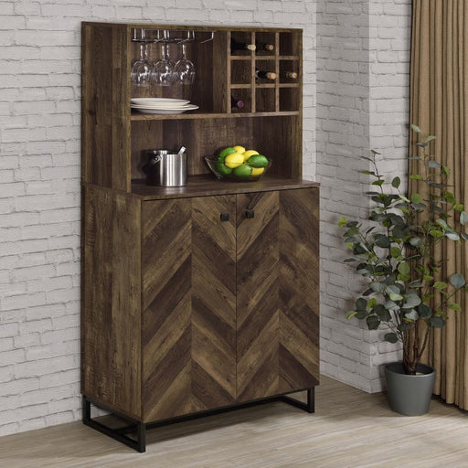 Mendoza - 2 Door Home Bar Cabinet Wine Storage - Rustic Oak - JaxCo Furniture