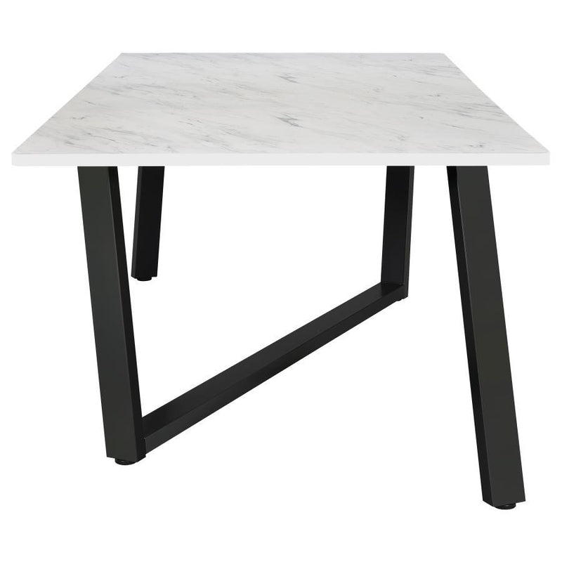 Mayer - Rectangular Faux Marble Dining Table - White - JaxCo Furniture