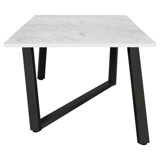 Mayer - Rectangular Faux Marble Dining Table - White - JaxCo Furniture