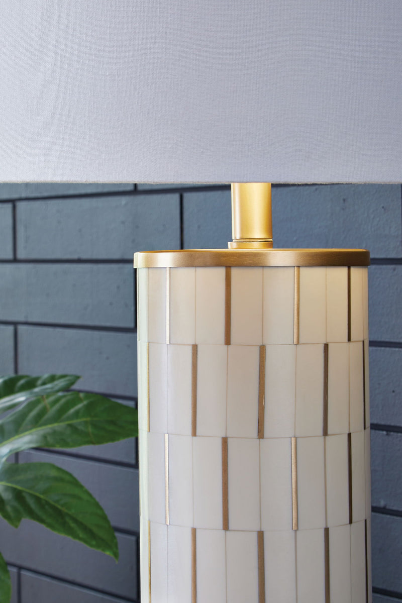 Faridworth - White / Gold Finish - Poly Table Lamp - JaxCo Furniture