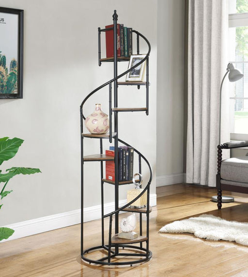 Roseglen - 8-Shelf Staircase Bookshelf - Rustic Brown - JaxCo Furniture