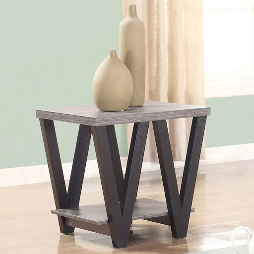 Stevens - Engineered Wood End Table Antique - Gray And Black - JaxCo Furniture