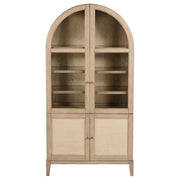 Kailani - 4-Door Cane Dining Vitrine Display Cabinet - Beige Oak - JaxCo Furniture