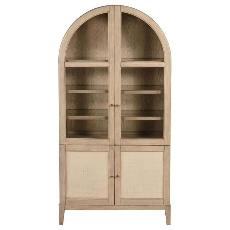 Kailani - 4-Door Cane Dining Vitrine Display Cabinet - Beige Oak - JaxCo Furniture