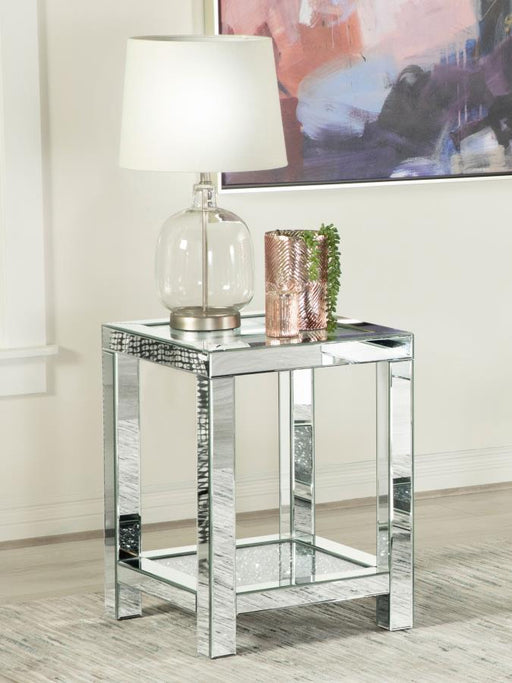 Valentina - 1-Shelf Square Glass Top Side End Table - Silver - JaxCo Furniture