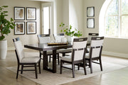 Neymorton - Dark Grayish Brown - 7 Pc. - Rectangular Extension Table, 6 Side Chairs - JaxCo Furniture