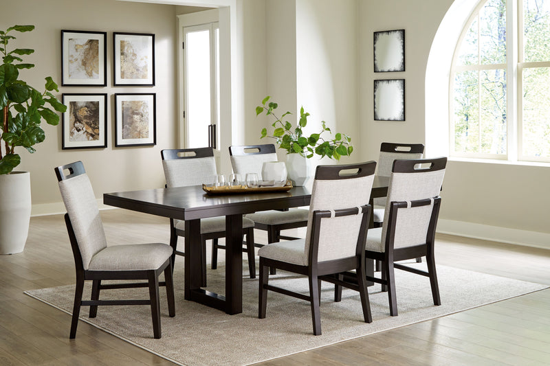 Neymorton - Dark Grayish Brown - 7 Pc. - Rectangular Extension Table, 6 Side Chairs - JaxCo Furniture