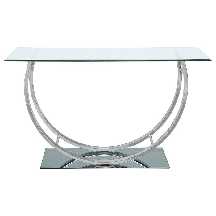 Danville - U-Shaped Glass Top Entryway Console Table - Chrome - JaxCo Furniture