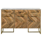 Keaton - Marble Top Herringbone Accent Cabinet - JaxCo Furniture