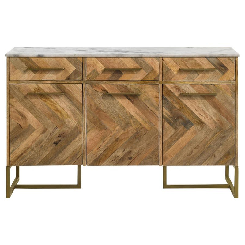 Keaton - Marble Top Herringbone Accent Cabinet - JaxCo Furniture