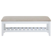 Bexhill - Upholstered Rectangular Bench With Shelf - White - JaxCo Furniture