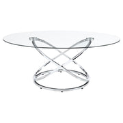 Warren - 3 Piece Oval Glass Top Coffee Table Set - Chrome - JaxCo Furniture