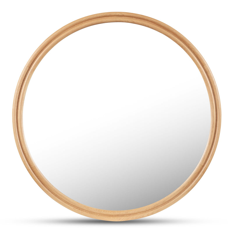 Alcott - Round Accent Mirror Large - Light Brown - JaxCo Furniture